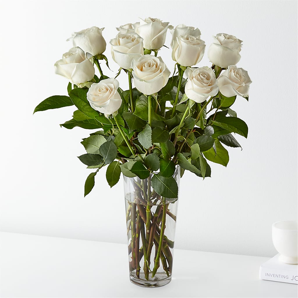 Long Stem White Rose Bouquet – Naugatuck Florist, Naugatuck CT