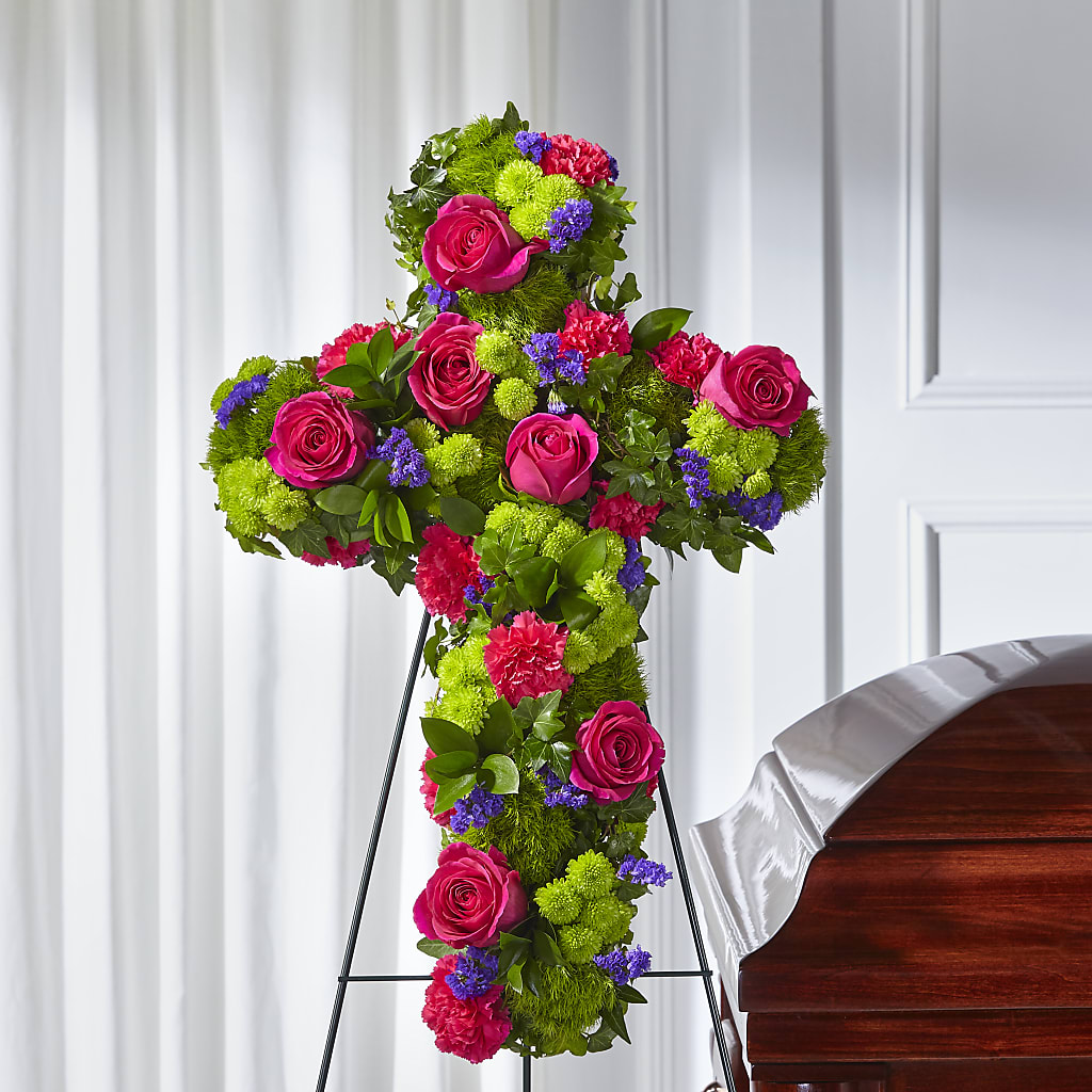 Tribute Rose Floral Cross – Naugatuck Florist, Naugatuck CT