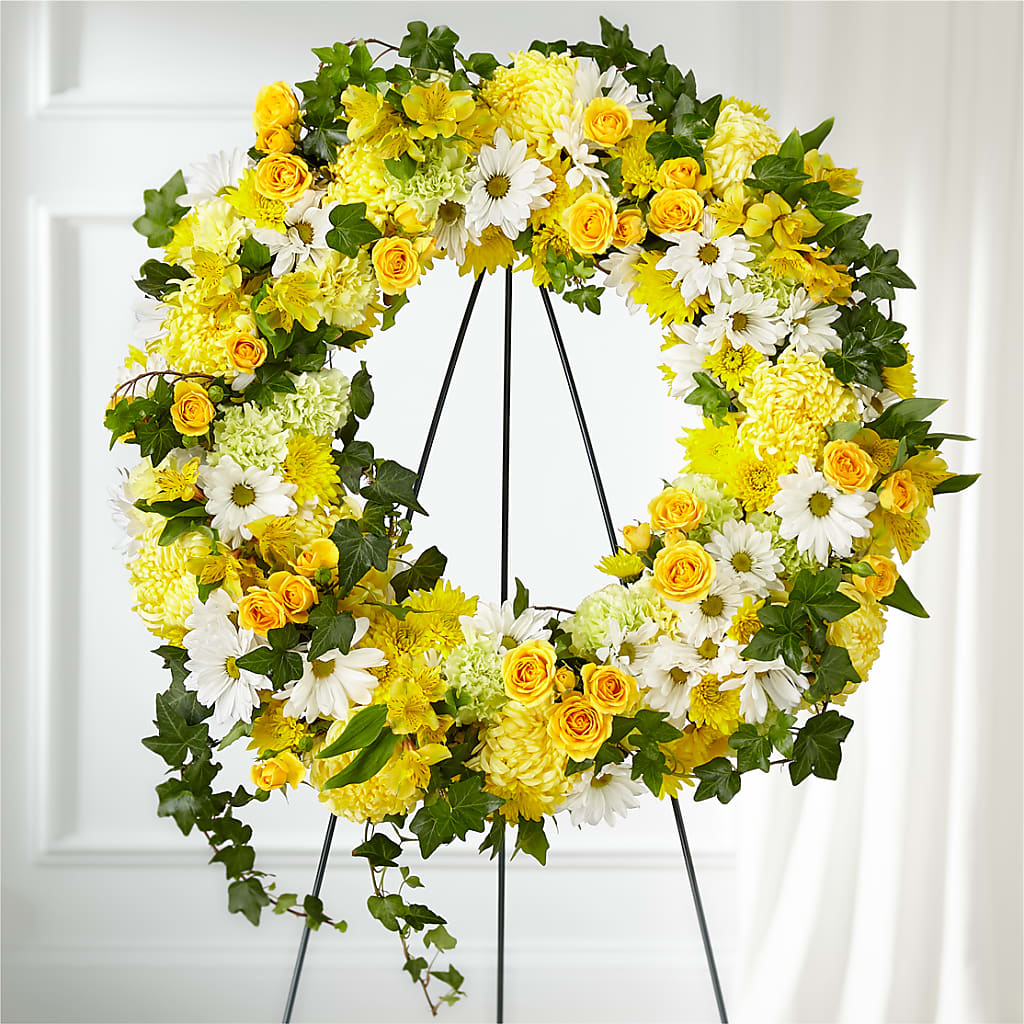 Golden Remembrance Wreath – Naugatuck Florist, Naugatuck CT