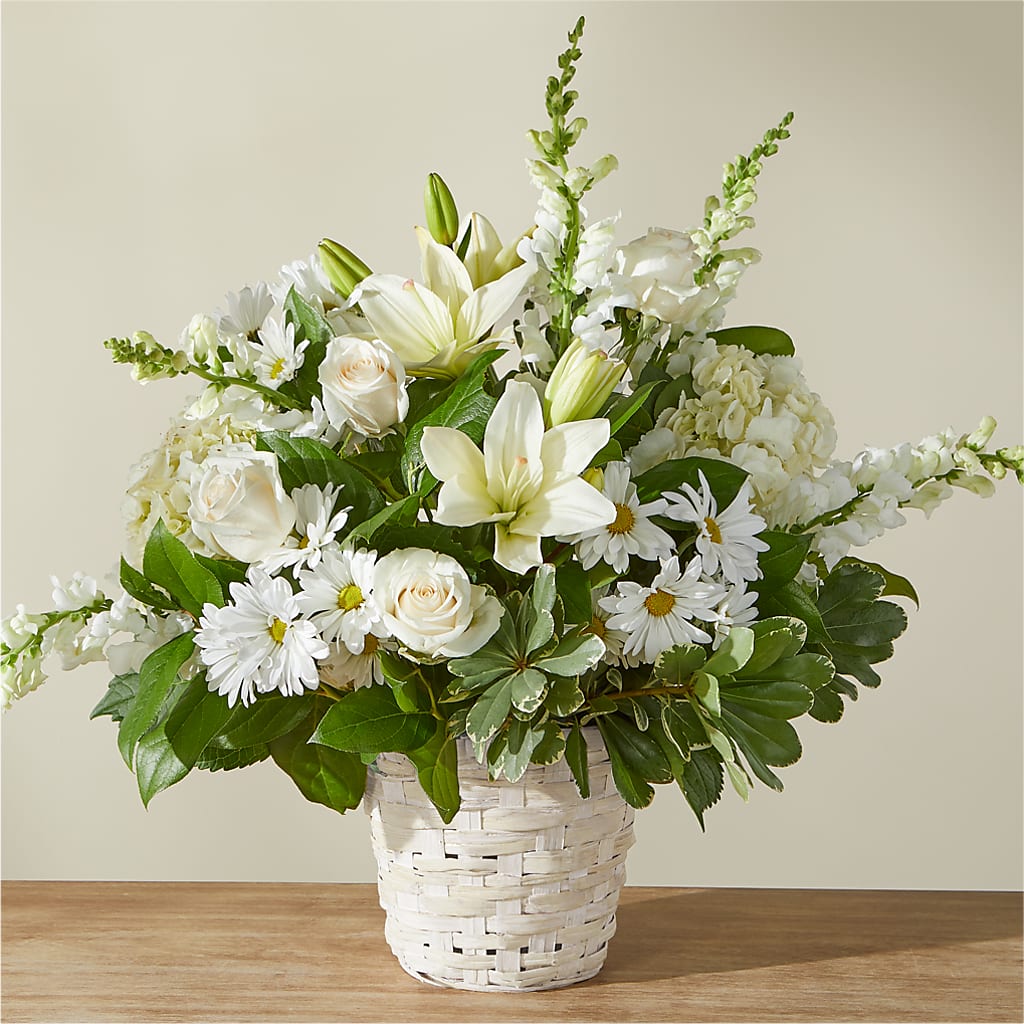 Ivory Elegance Floral Basket – Naugatuck Florist, Naugatuck CT