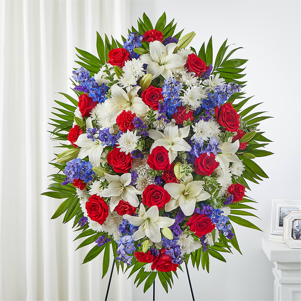 Cherished Service Standing Spray – Naugatuck Florist, Naugatuck CT