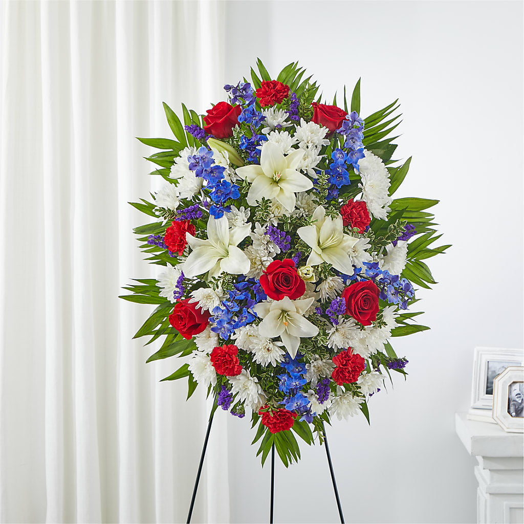 Cherished Service Standing Spray – Naugatuck Florist, Naugatuck CT