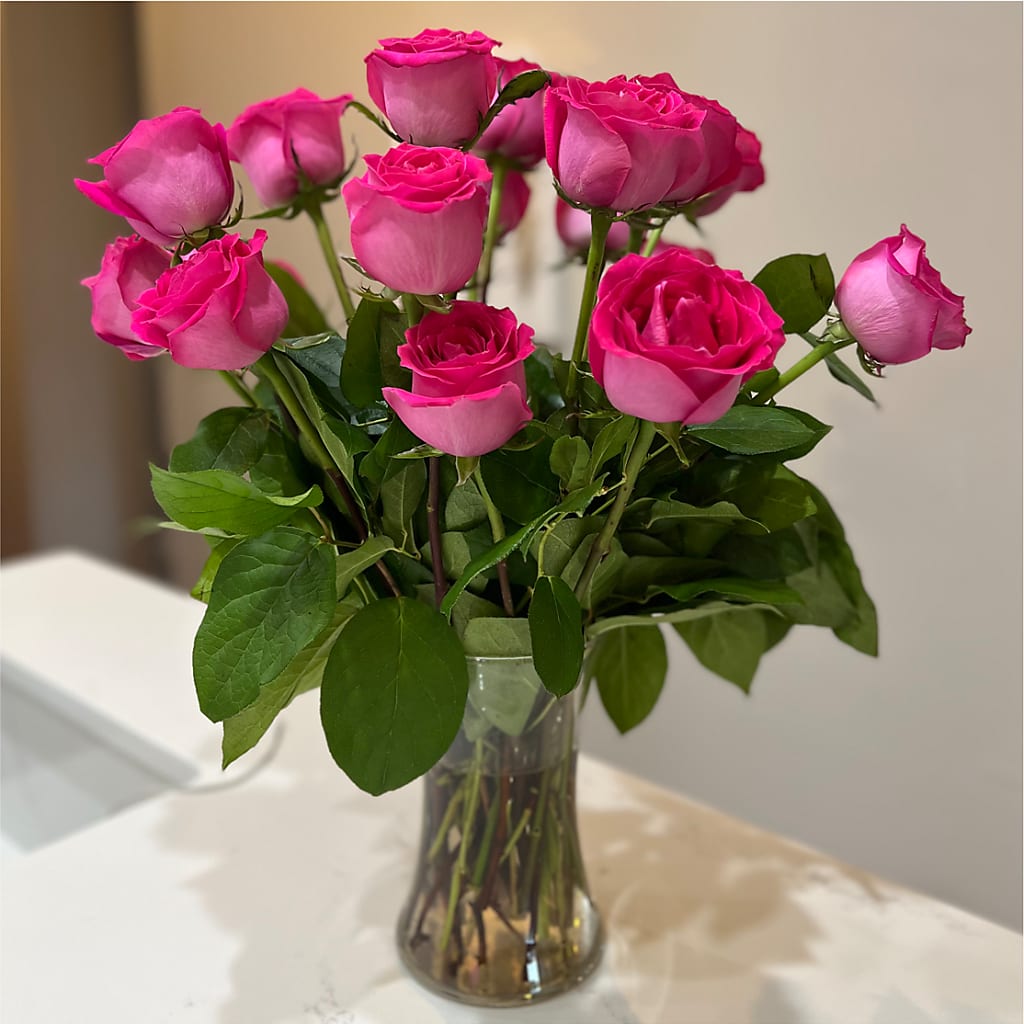 Long Stem Pink Rose Bouquet –  Naugatuck Florist, Naugatuck CT
