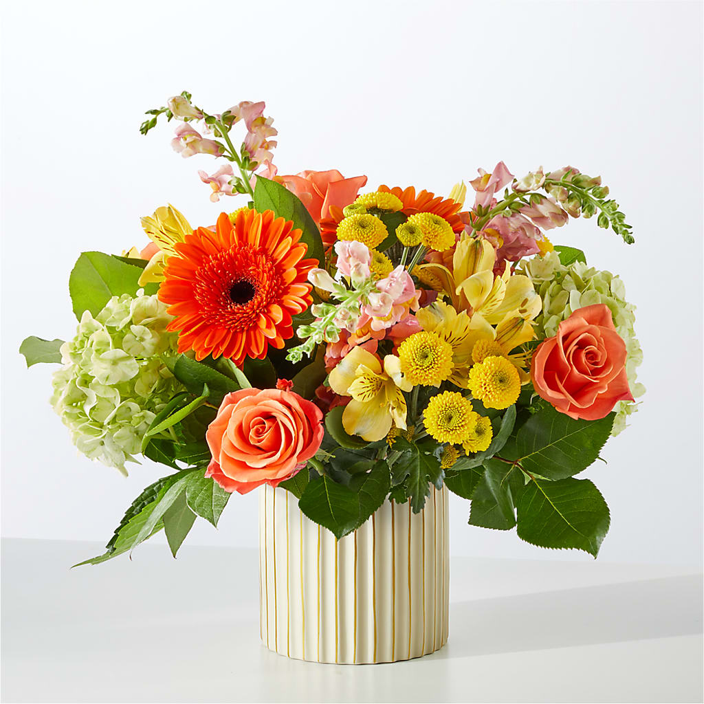 Autumn Sunshine Bouquet with Ivory Vase –  Naugatuck Florist, Naugatuck CT