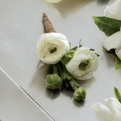 White Ranunculus Boutonniere –  Naugatuck Florist, Naugatuck CT